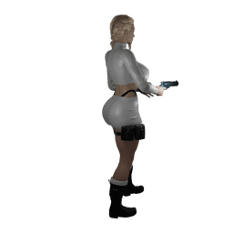 Curvy Spy with her pistol v2 3d model
