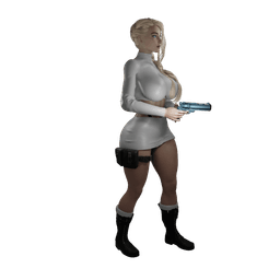Curvy Spy with her pistol v2 3d model