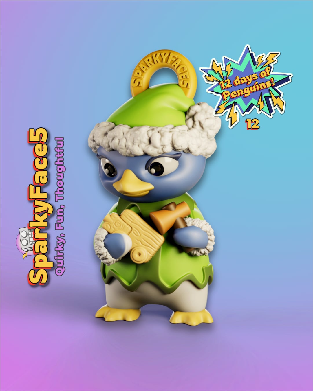 Penguin Elf Toy Maker 12 of 12 Ornament 3d model