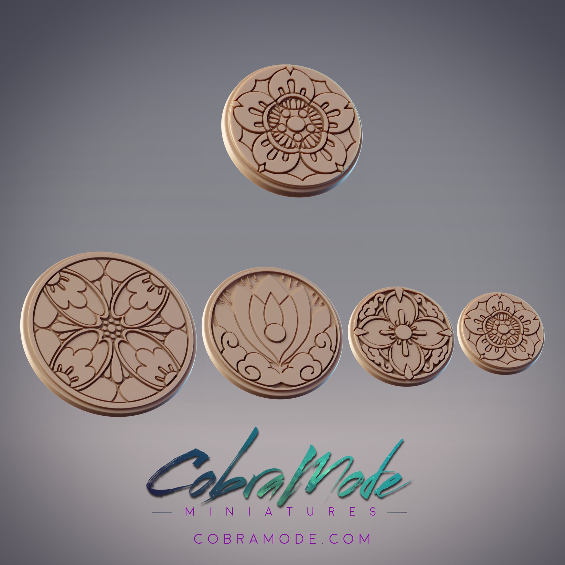 Floral Crest Base Pack (4pcs) 3d model