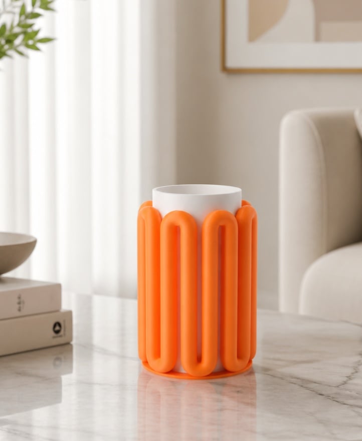 Orange Loop Vase - Contemporary Geometric Design 3d model