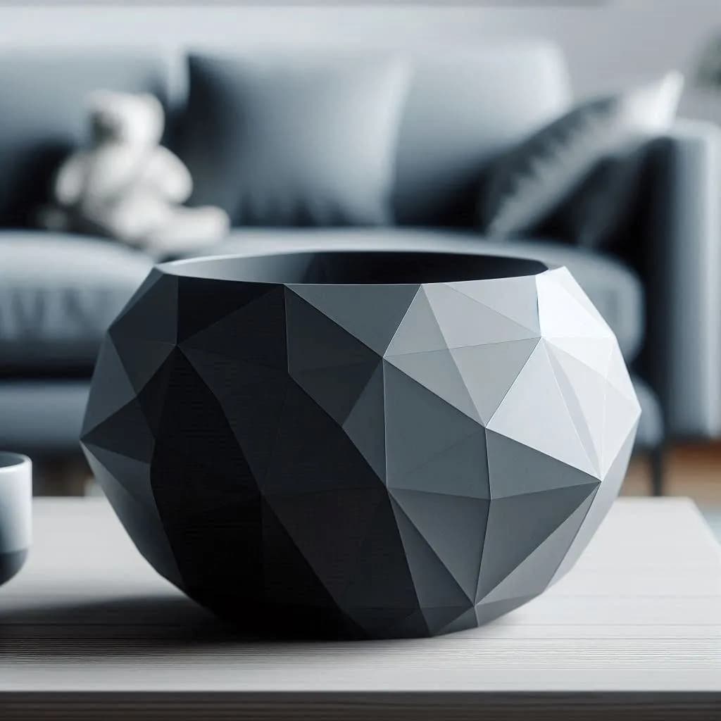 Low Poly Bowl Designer "Cracked Stone" 3d model