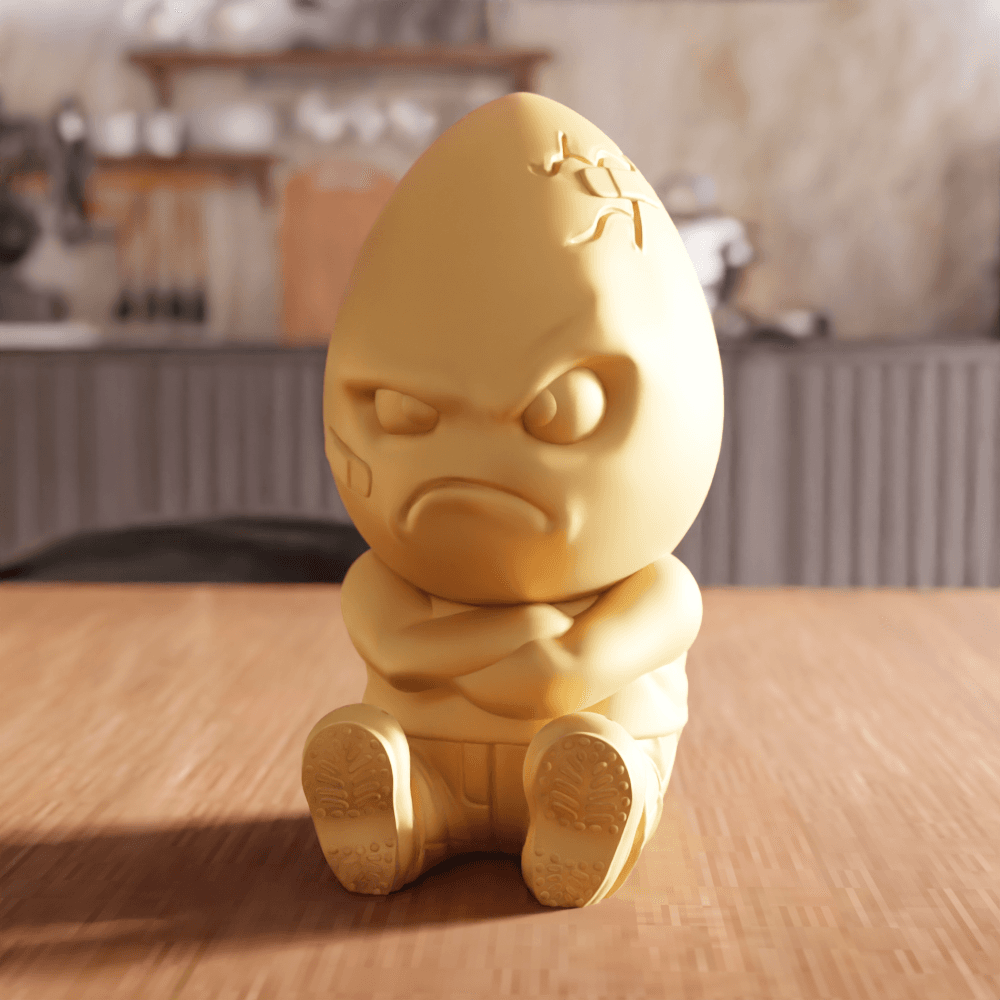 Grumpy Bad Egg Character Figurine 3d model