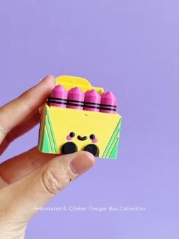 Cute Articulated & Clicker Crayon Box | Support-free 3d model