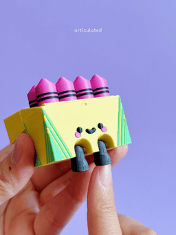Cute Articulated & Clicker Crayon Box | Support-free 3d model