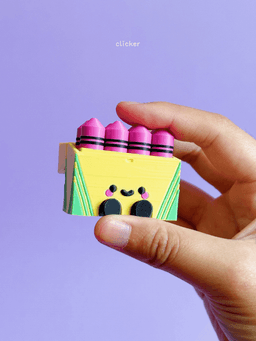 Cute Articulated & Clicker Crayon Box | Support-free 3d model