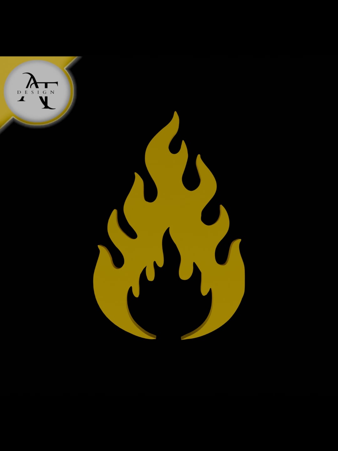 Simple Flame Symbol - 2D Art 3d model