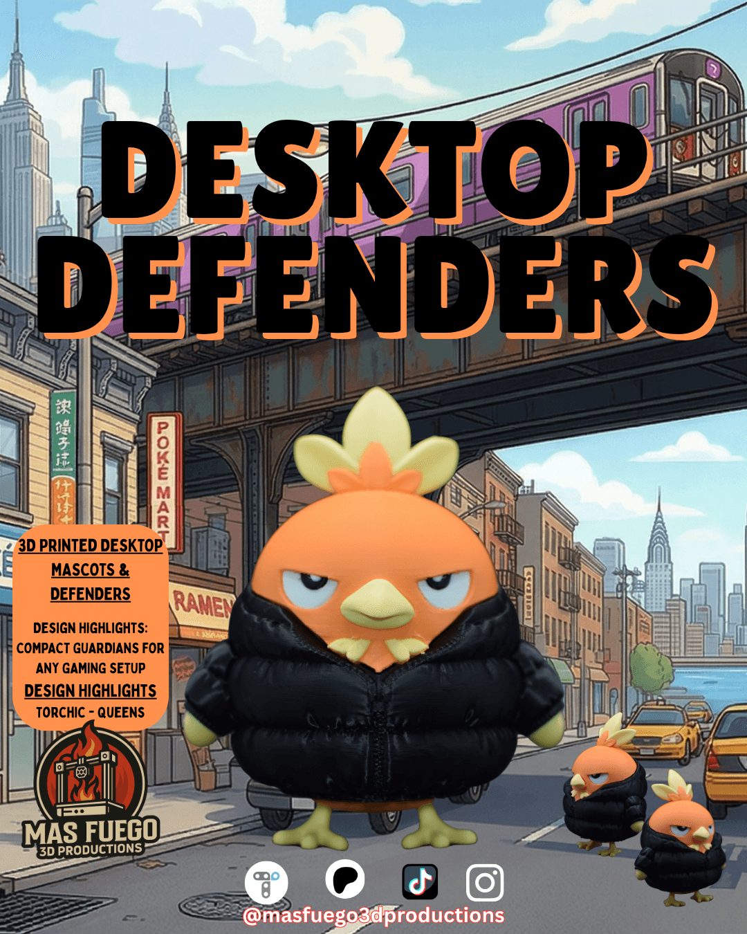 Torchic - Desktop Defenders - Puffa Jacket Edition 3d model