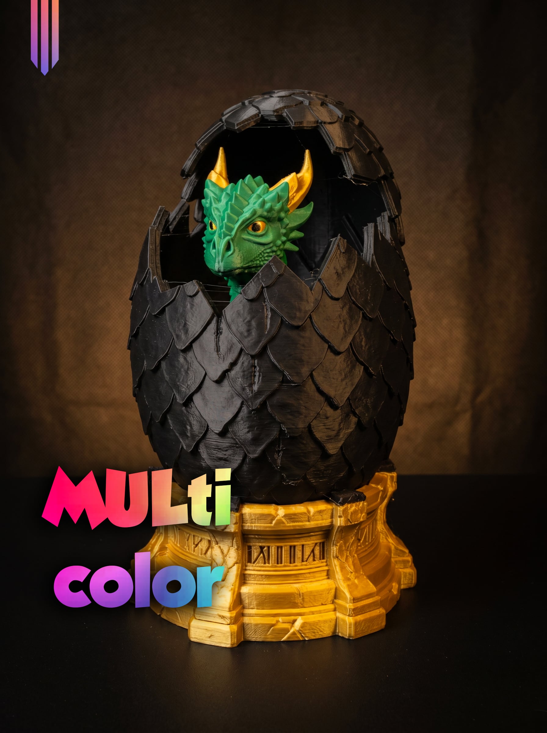 Dragon Egg Hatchling Display 3MF | Fantasy Decor Multi-Color | HighDetail 3d model