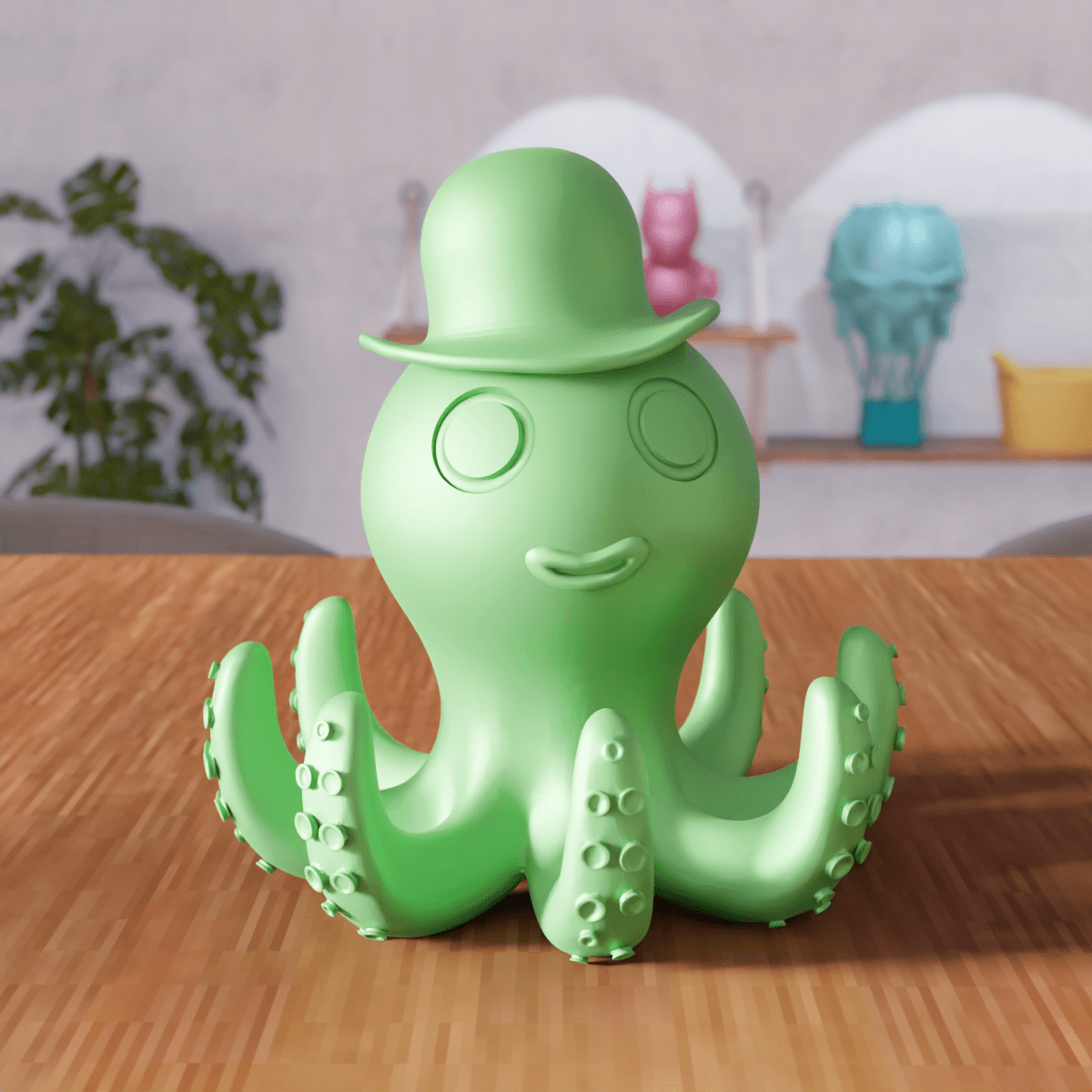 Octopus Figurine - Desk Decor Sculpture 3d model
