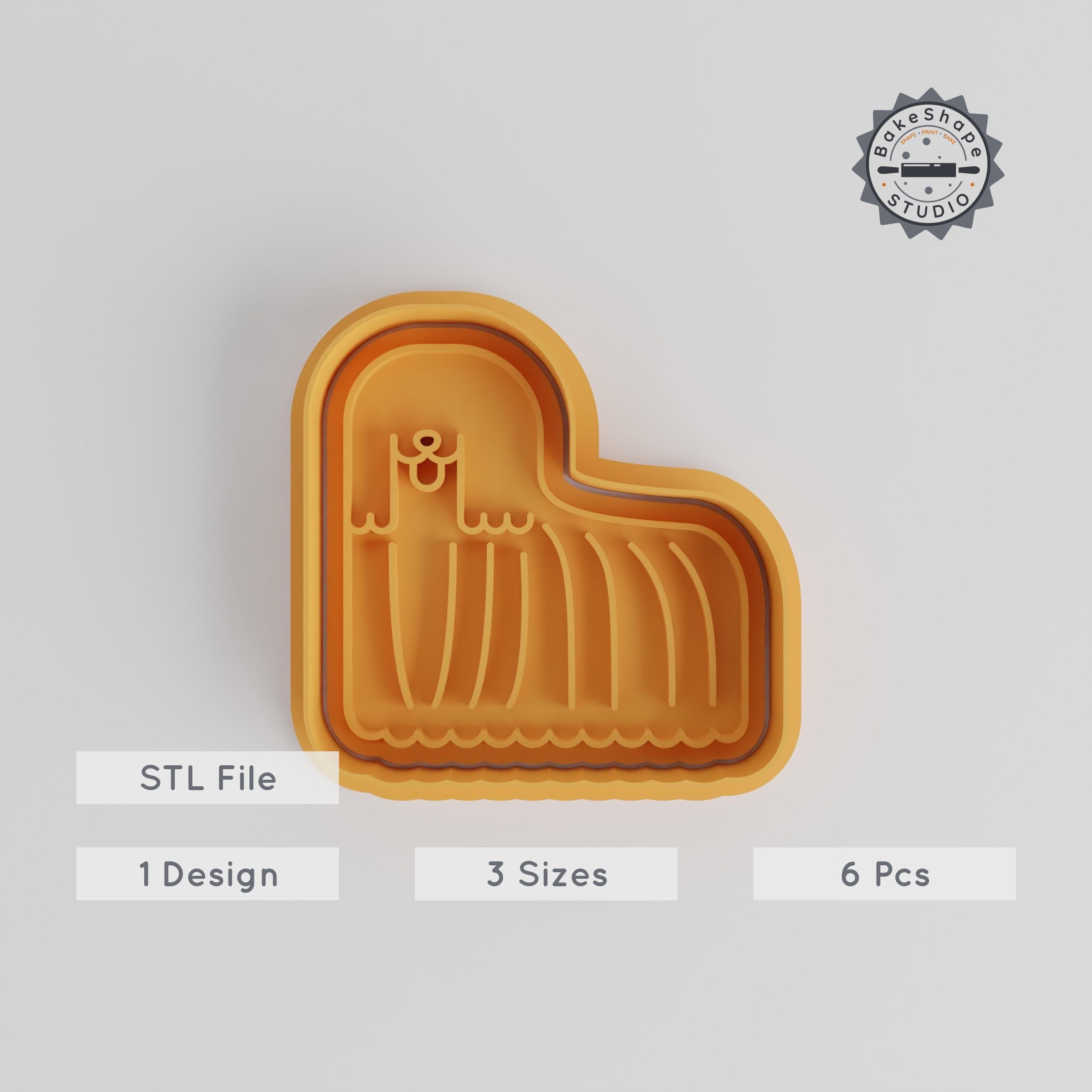 Komondor Cookie Cutter & Stamp Set, Sheepdog Shape, Fondant Mold, Hungarian Furry Dog, 6 Pieces, Sizes S/M/L PRODUCT_5340 3d model