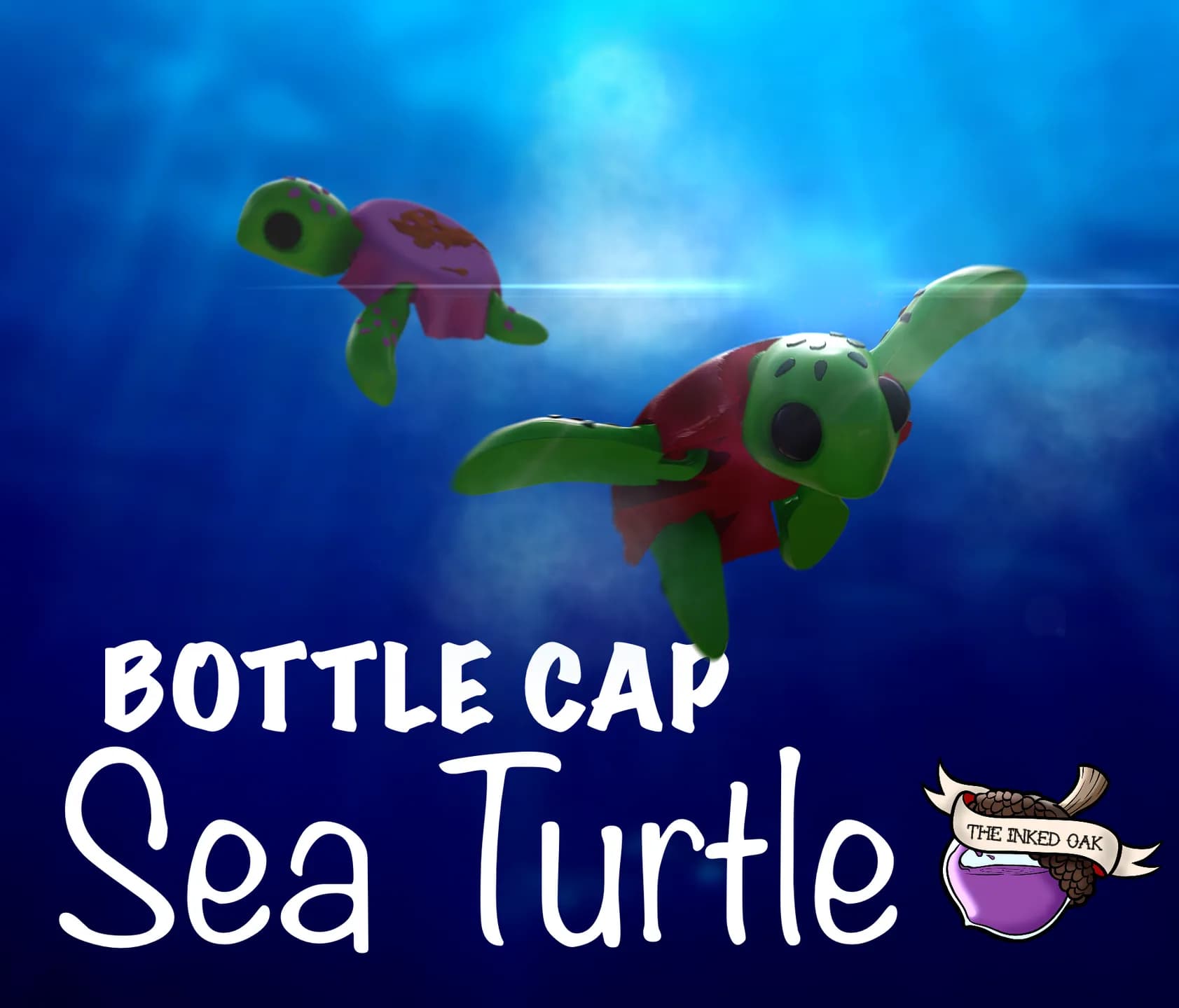 Bottle Capped Sea Turtle - Flexi Toy Animal 3d model
