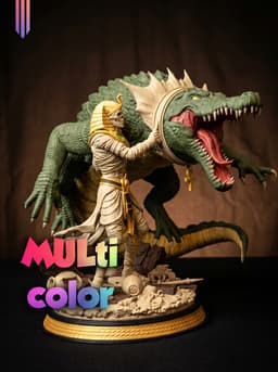 Mummy vs Crocodile 3MF | Egyptian Multi-Color | Diorama Scene 3d model