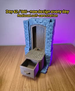 Medieval Self-Care Station with Tray and Drawer 3d model