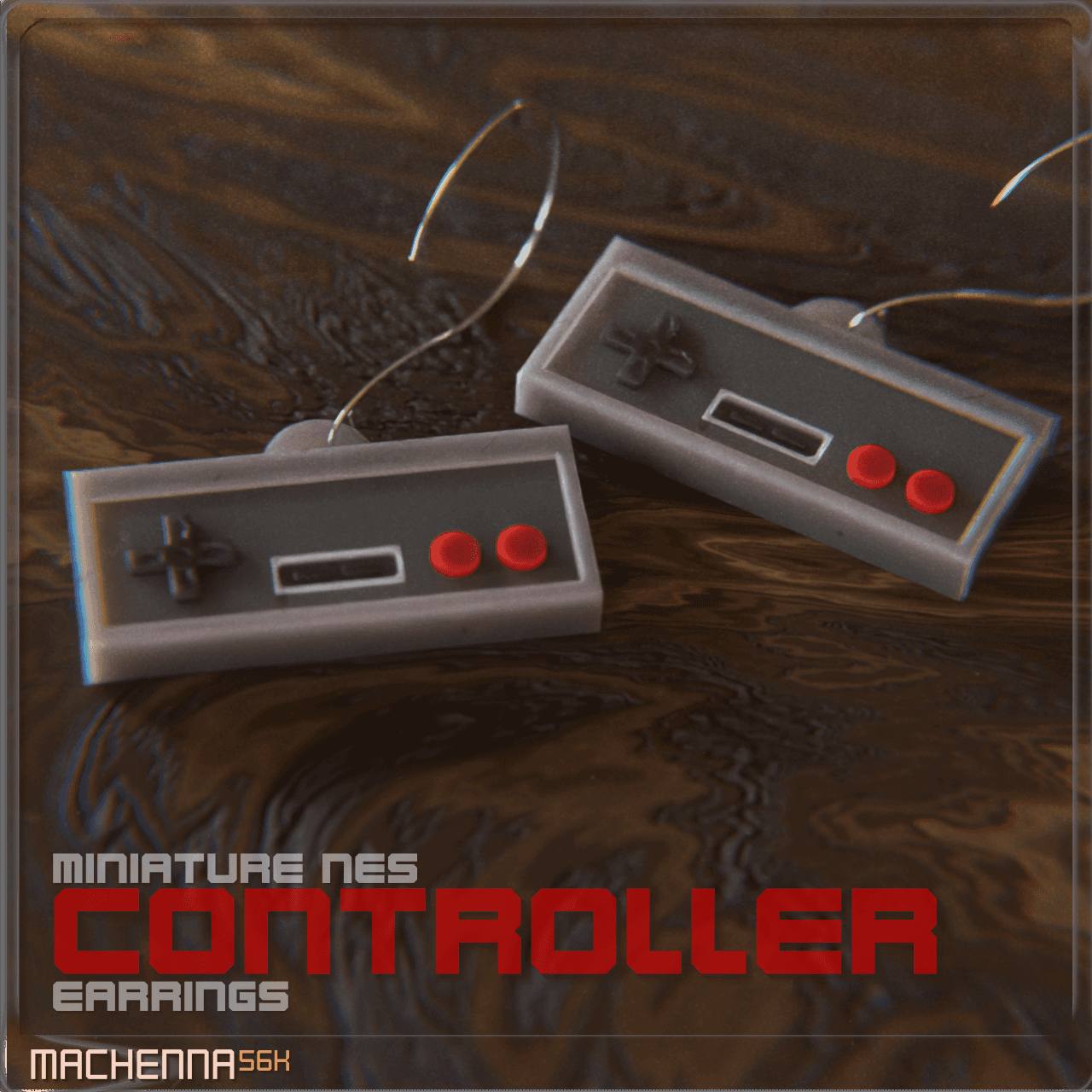 Miniature NES Controller Earrings 3d model