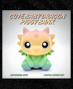 Cute Baby Dragon Piggy Bank 3d model