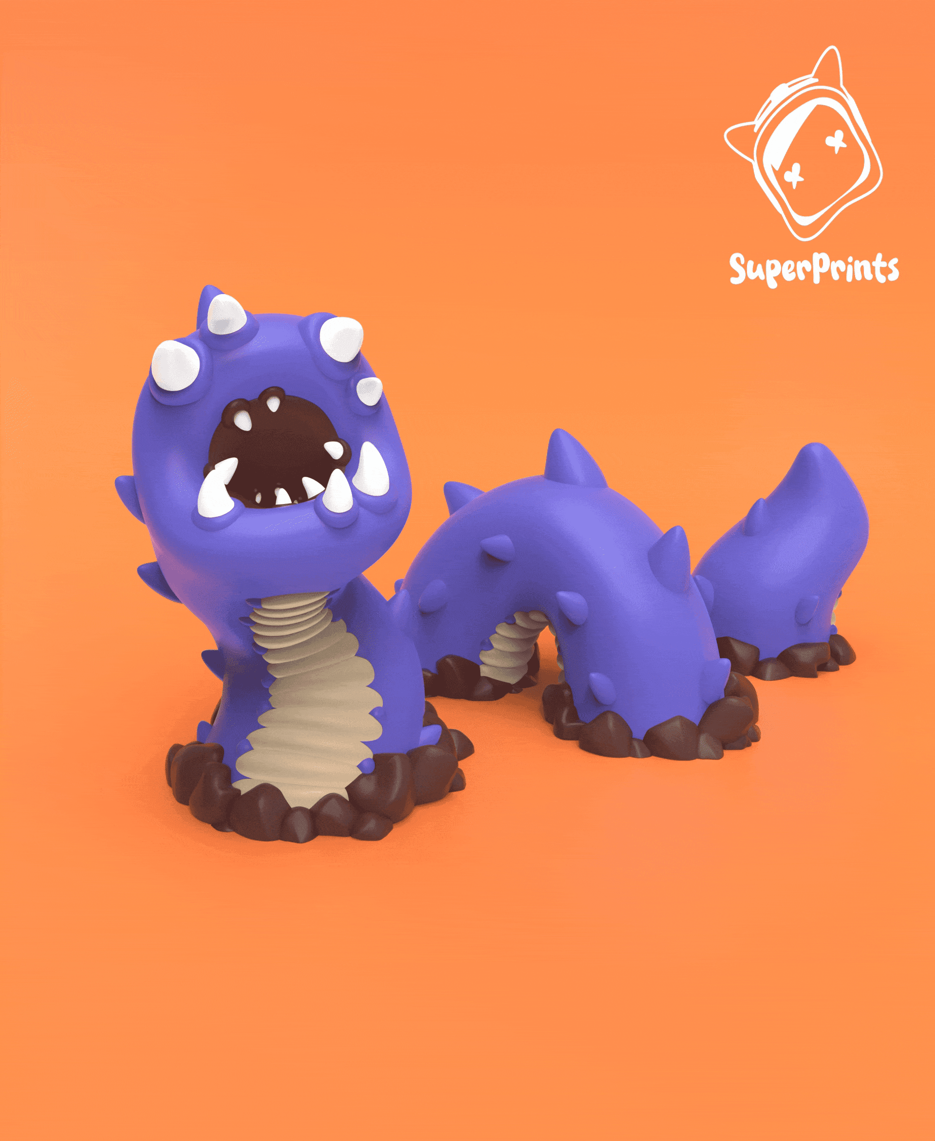 Purple Worm - Easy Multicolor FDM RPG Minis (No supports) 3d model
