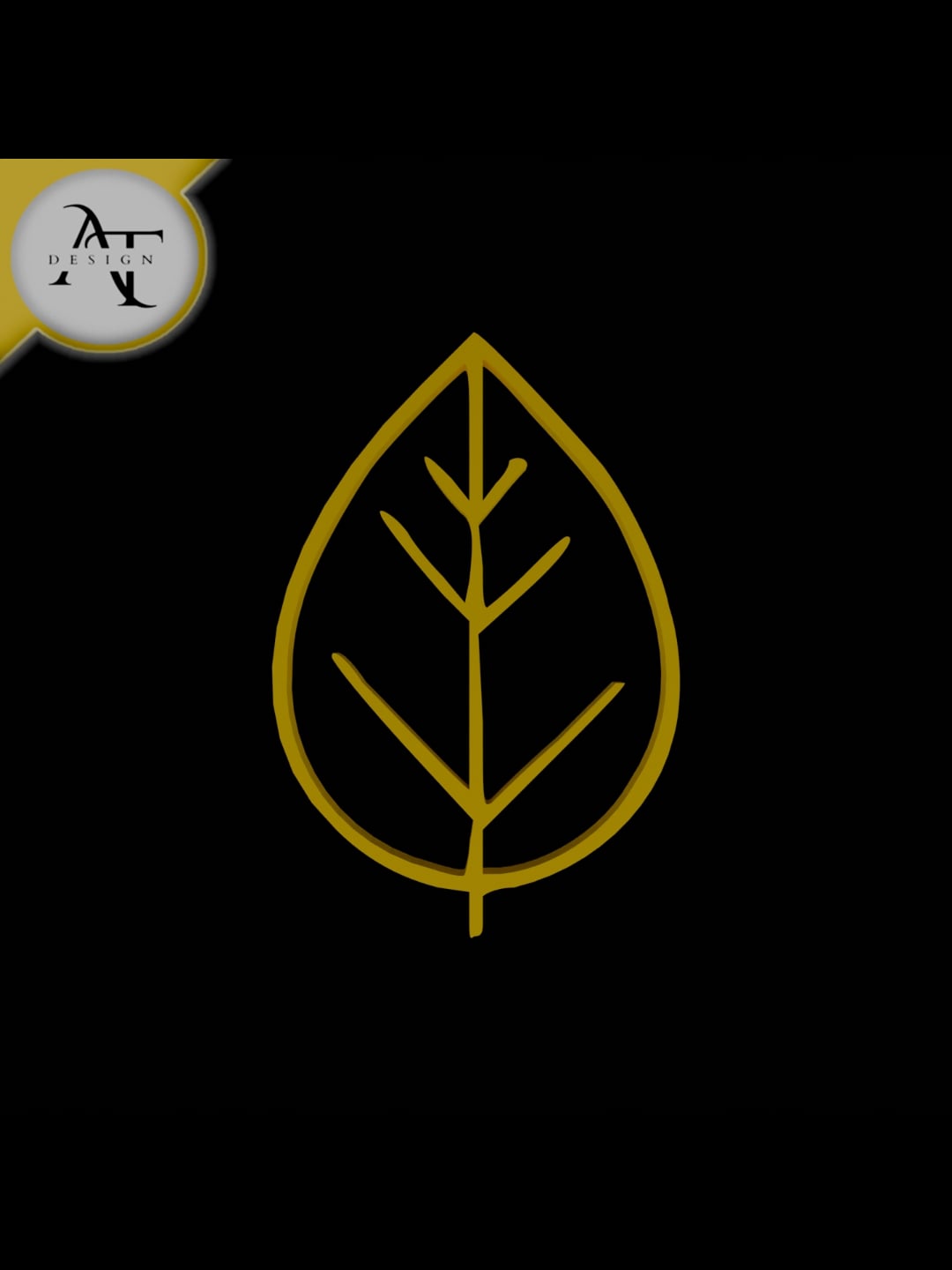 Simple Leaf Symbol - 2D Art 3d model