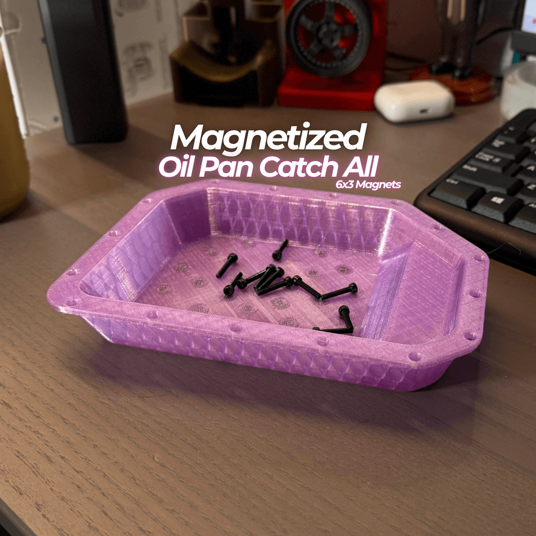 Oil Pan Catchall - Magnetized 6x3 3d model
