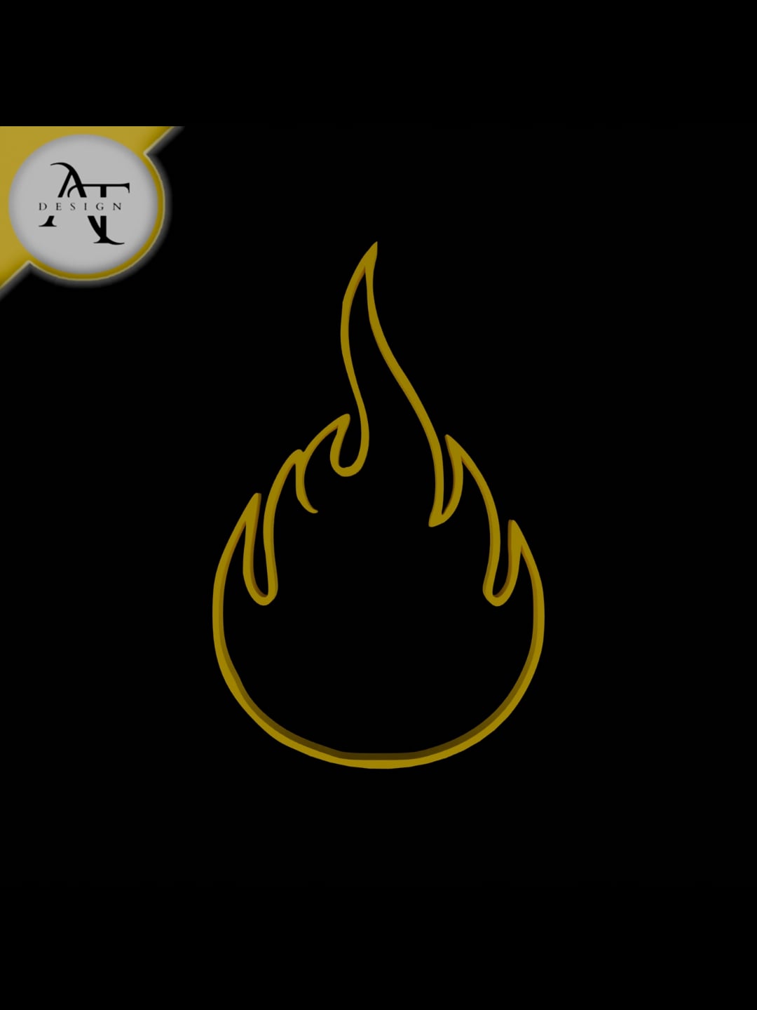 Simple Flame Symbol - 2D Art 3d model