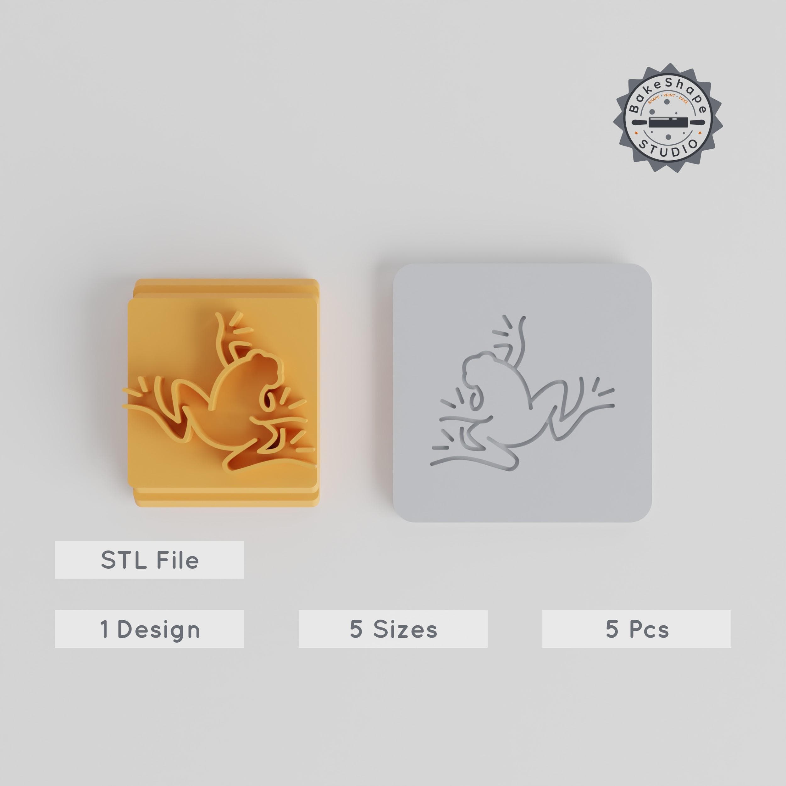 Frog Stamp Tile Set, 5 Sizes 20-40mm for Clay, Cookies & Fondant, Animal Motif, Perfect for Soft Materials PRODUCT_3715 3d model