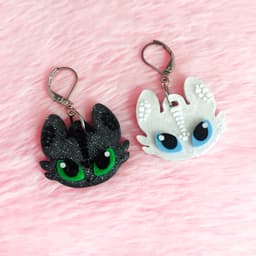 Toothless / Light Fury Earrings 3d model