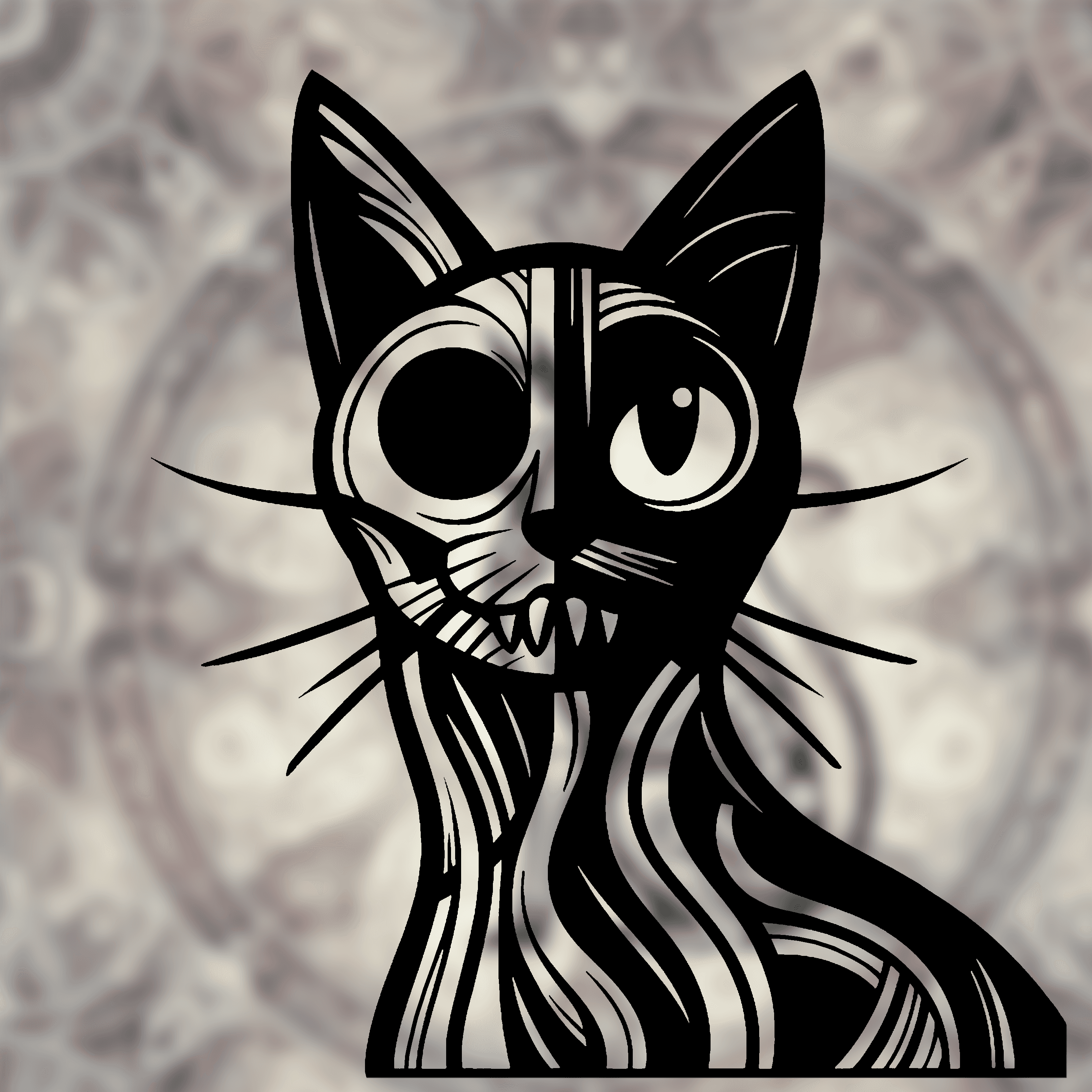 Skeleton Cat Mandala Art – 2D Wall Art (Stained Glass Style) 3d model