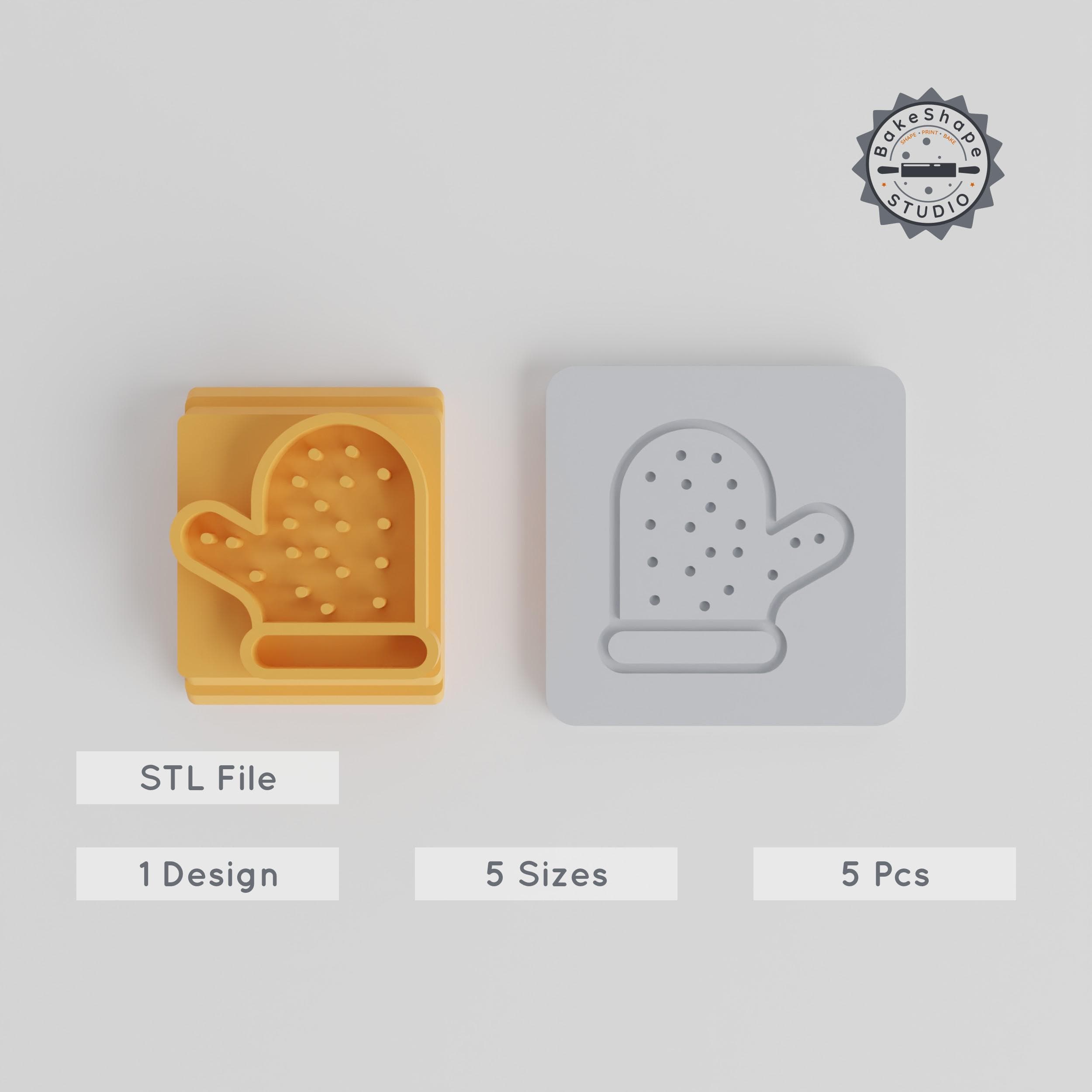 Winter Glove Stamp Tile Set, 5 Motif Sizes, Perfect for Clay, Cookies & Fondant, Party & Celebration Line PRODUCT_4669 3d model