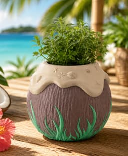 Coconut Pot - Tropical Summer Decorative Planter 3d model
