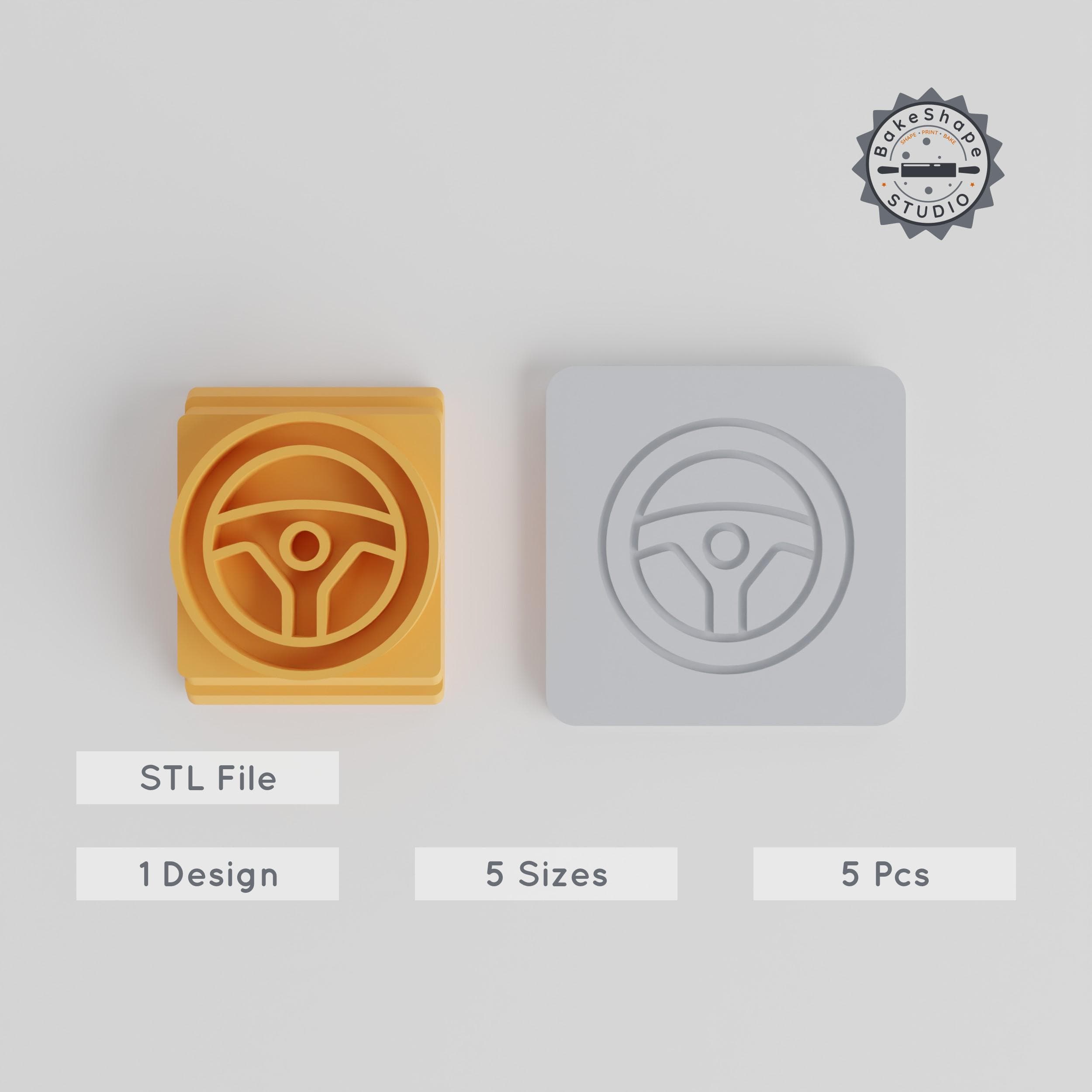Steering Wheel Stamp Tile Set, 5 Sizes, Perfect for Clay & Cookies, Transportation & Auto Themes PRODUCT_2421 3d model