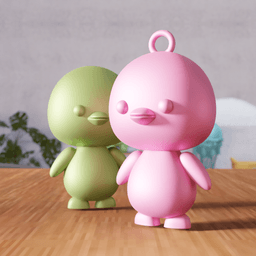 Cute Stylized Bird Figurines & Keychain Accessory 3d model