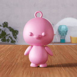 Cute Stylized Bird Figurines & Keychain Accessory 3d model