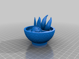 Kitsune bathing in a tea cup 3d model