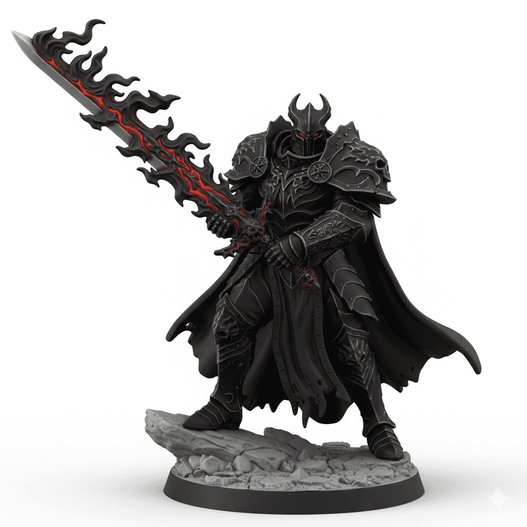 Shadow Paladin Black Flame Sword Detailed STL Model 3d model