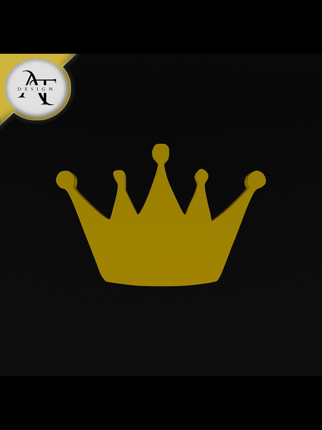 Simple Crown Symbol - 2D Art 3d model
