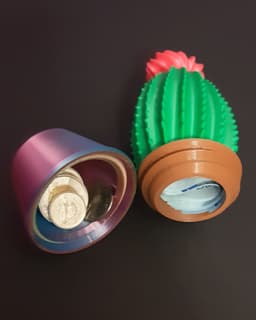Cash Stash Cactus - Cashtus - Support Free 3d model