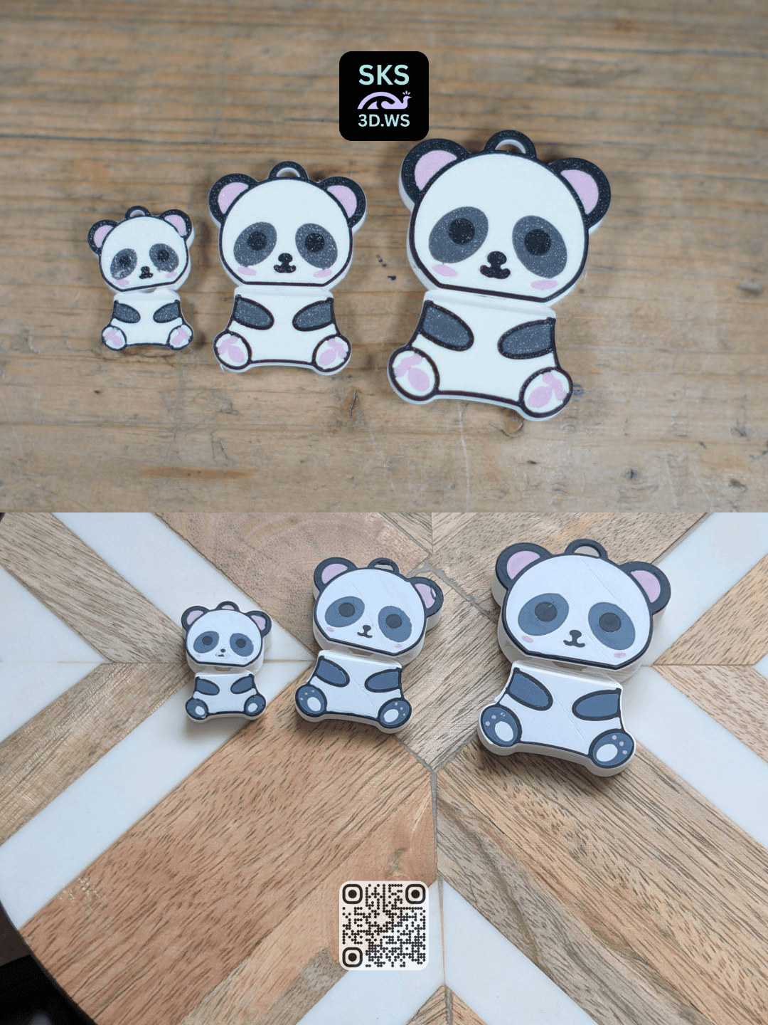Panda Wiggle Keyring Free File 3d model