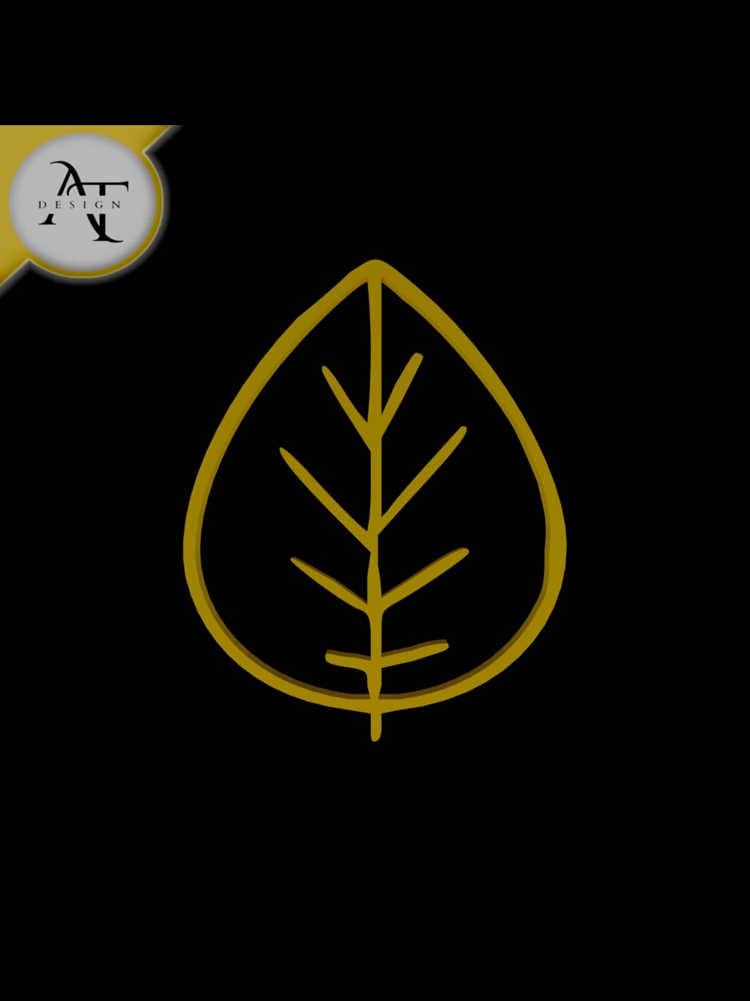 Simple Leaf Symbol - 2D Art 3d model