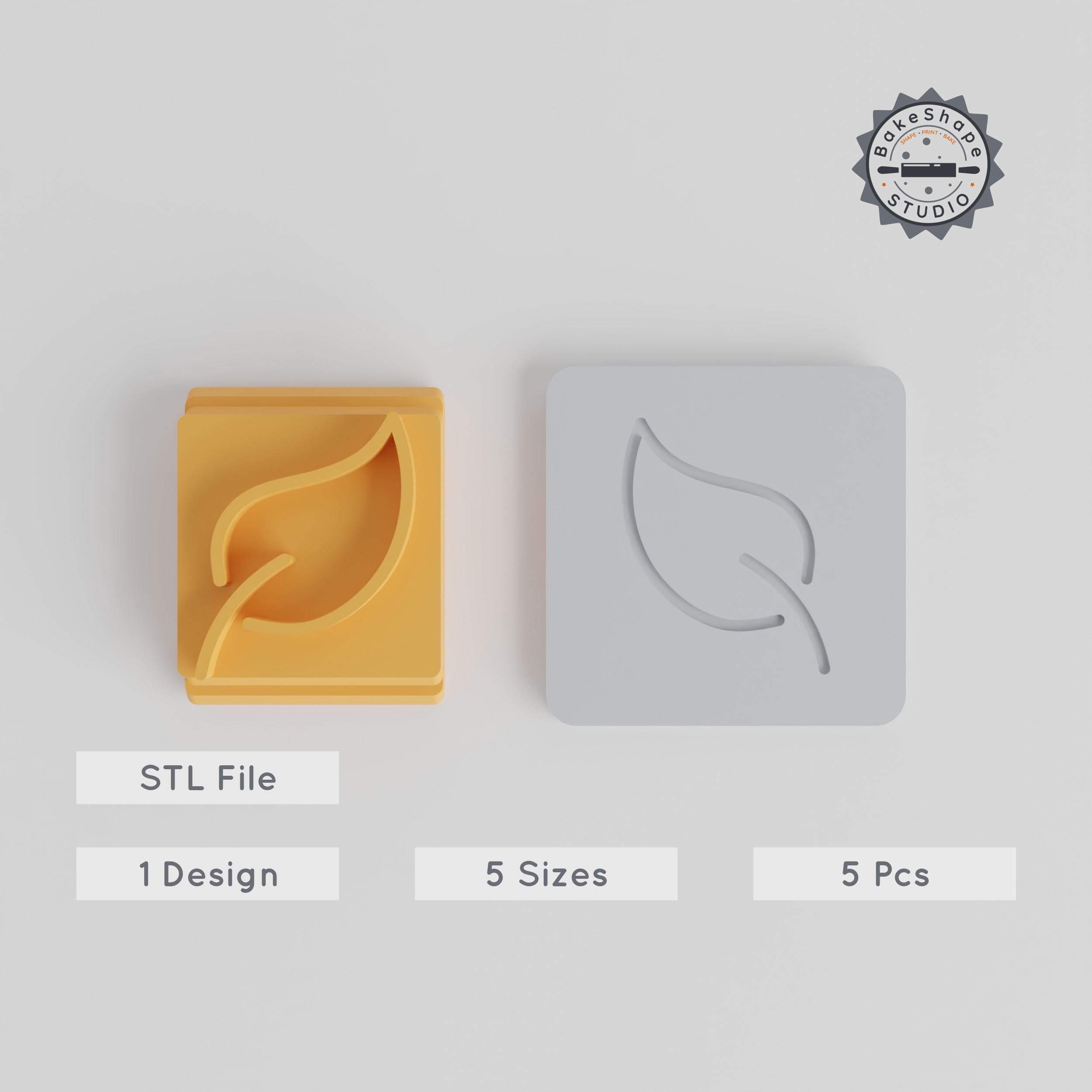 Leaf Stamp Tile Set, Five Motif Sizes: 20-40mm, Perfect for Clay, Cookies & Fondant, Nature Botanic Design Collection PRODUCT_5016 3d model