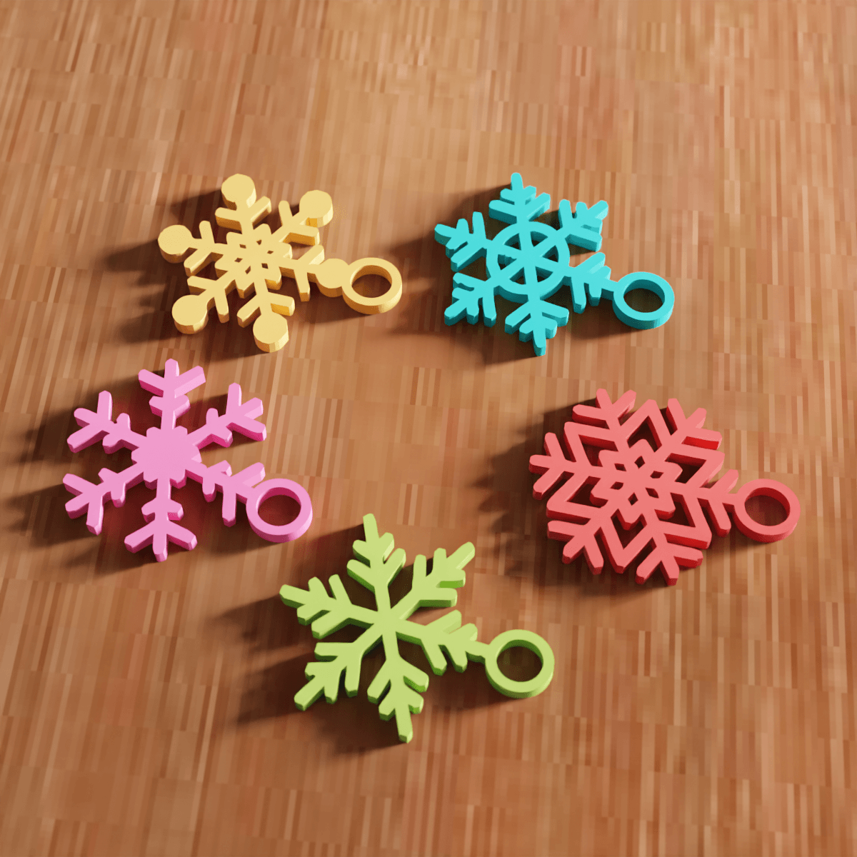 Snowflake Christmas Ornament Set 3d model