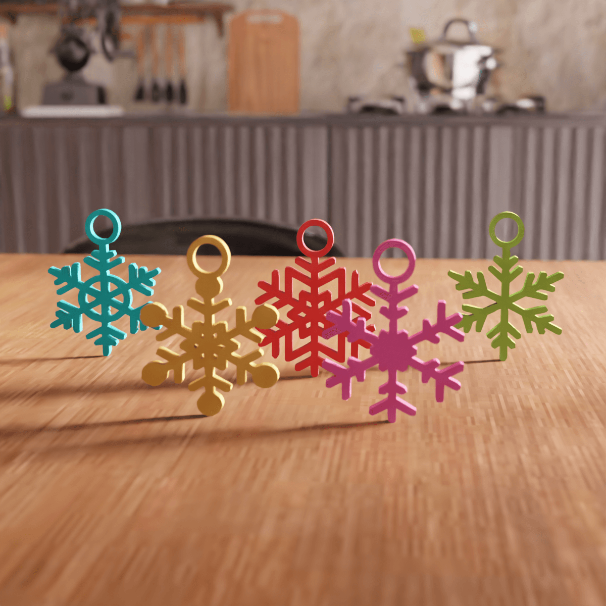 Snowflake Christmas Ornament Set 3d model