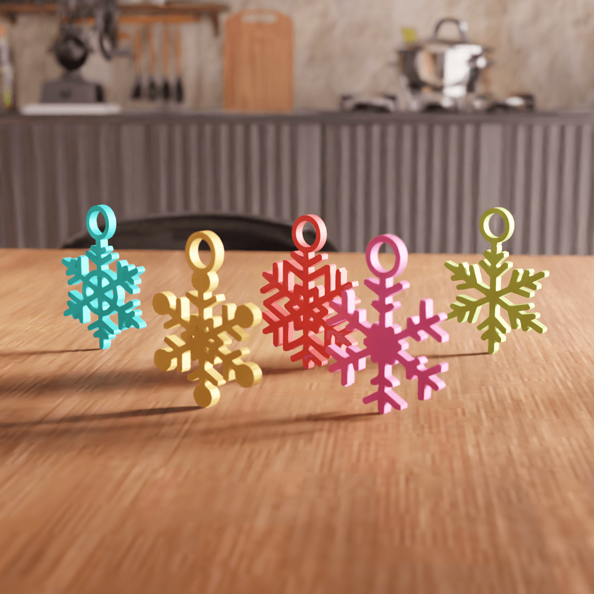 Snowflake Christmas Ornament Set 3d model