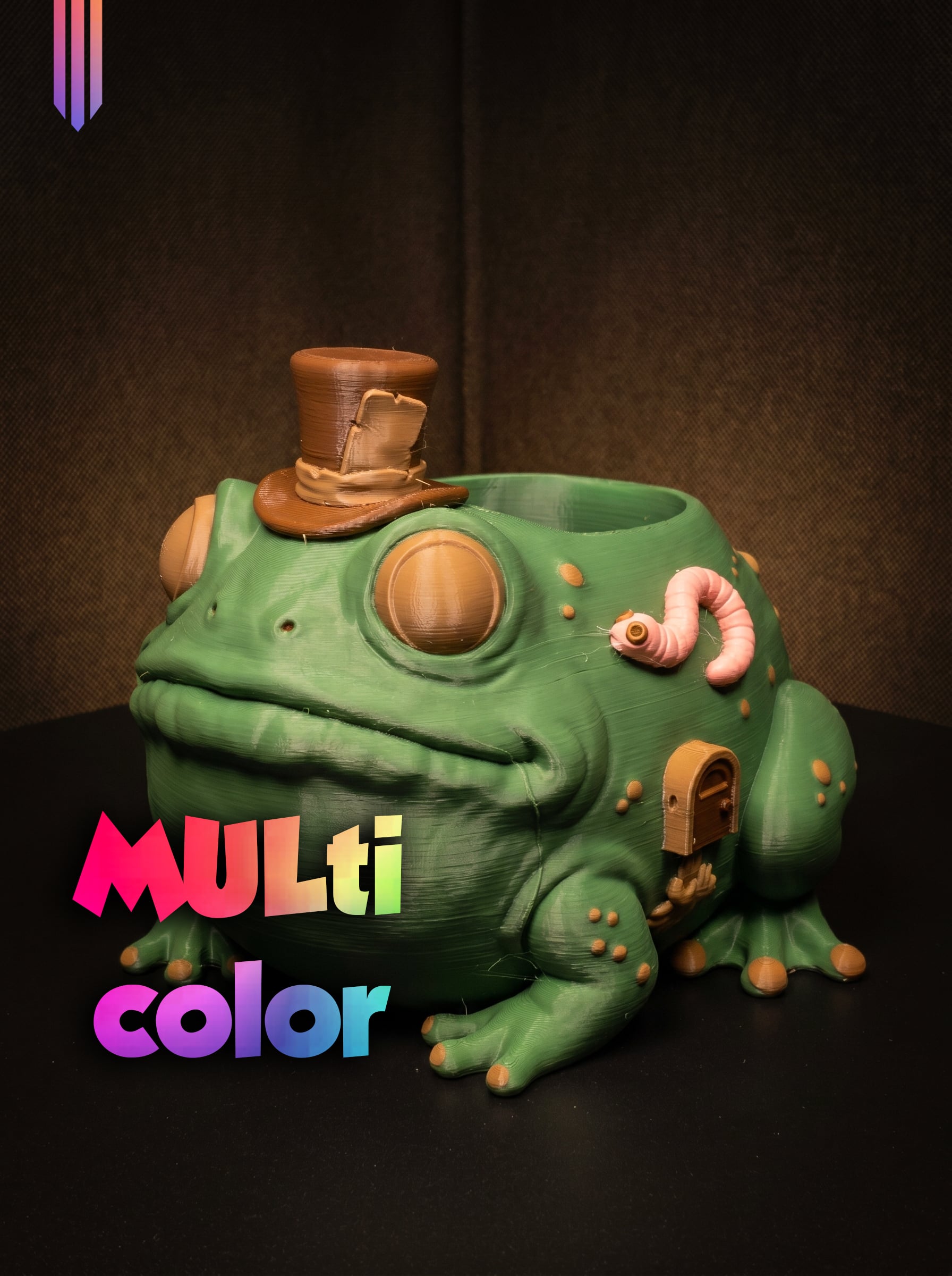 Wizard Frog Planter 3MF | Whimsical Decor Multi-Color | Functional 3d model