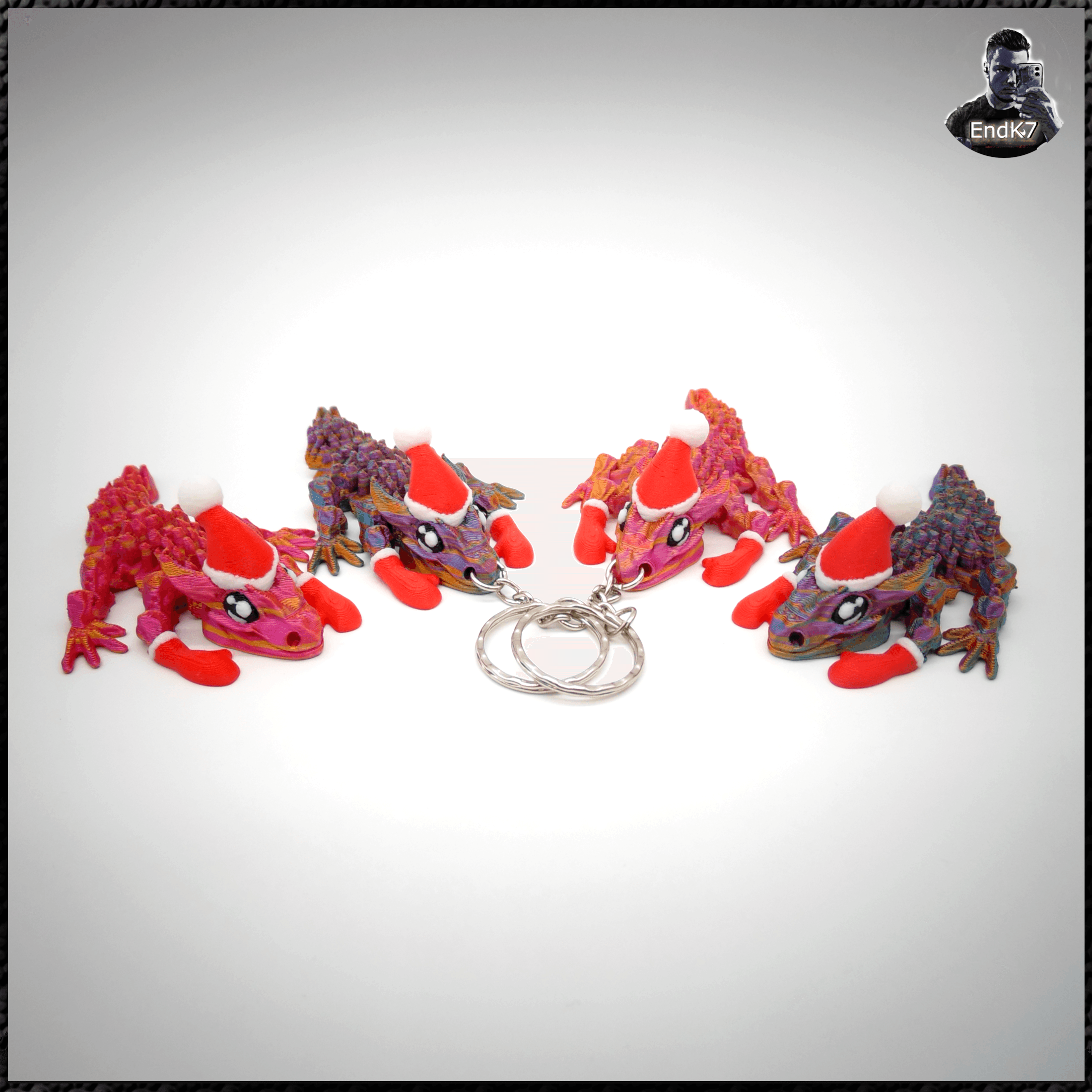 Glorious Baby Dragon Keychain - Santa Edition 3d model