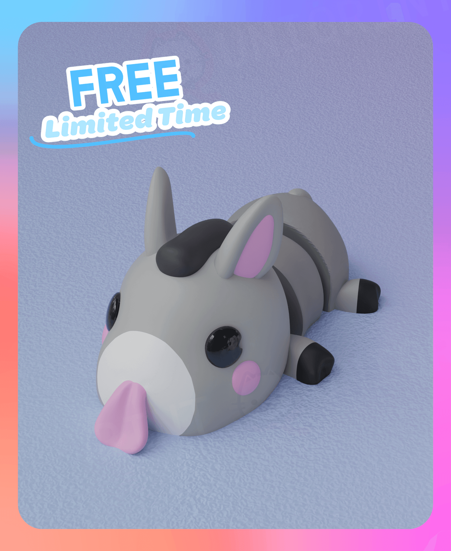 Flexi Donkey Keychain (Single Color) 3d model