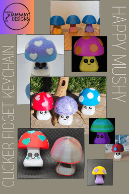Happy Mushy Mushroom Clicky Fidget and Keychain 3d model