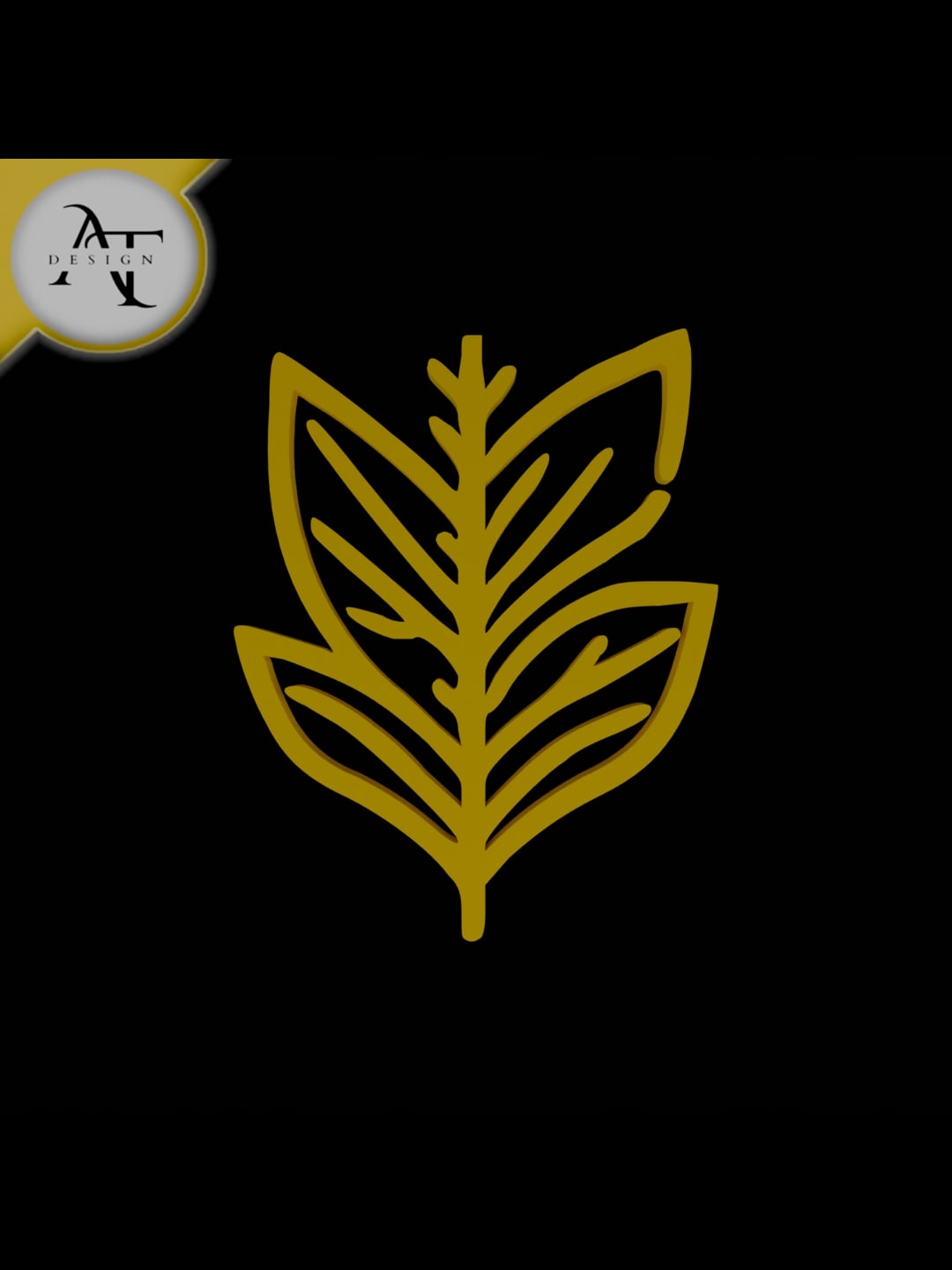 Simple Leaf Symbol - 2D Art 3d model