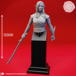 Drow Assassin - Bust (Pre-Supported) 3d model