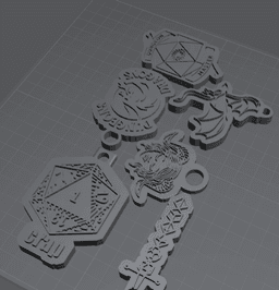 6 DnD Pendants Keychains Different Designs 3d model