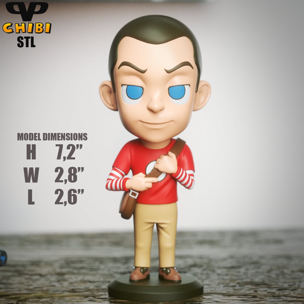 Sheldon Cooper Chibi STL for 3D Printing ChibiSTL 3DXM 3d model